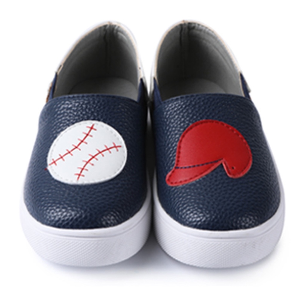 Girls Boys Navy Baseball Slip-on Sneakers